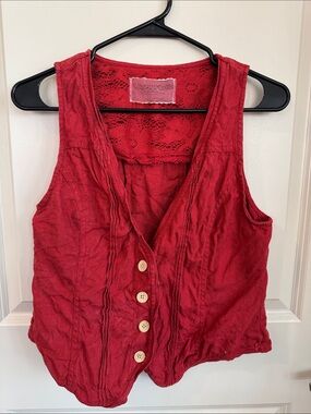 Coldwater Creek Red Button-Front Lace-Back Women's Vest